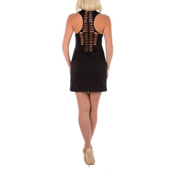 New Just Cavalli Women US S Black Tunic Racer-Back Tank Top 100% Cotton - Picture 2 of 9